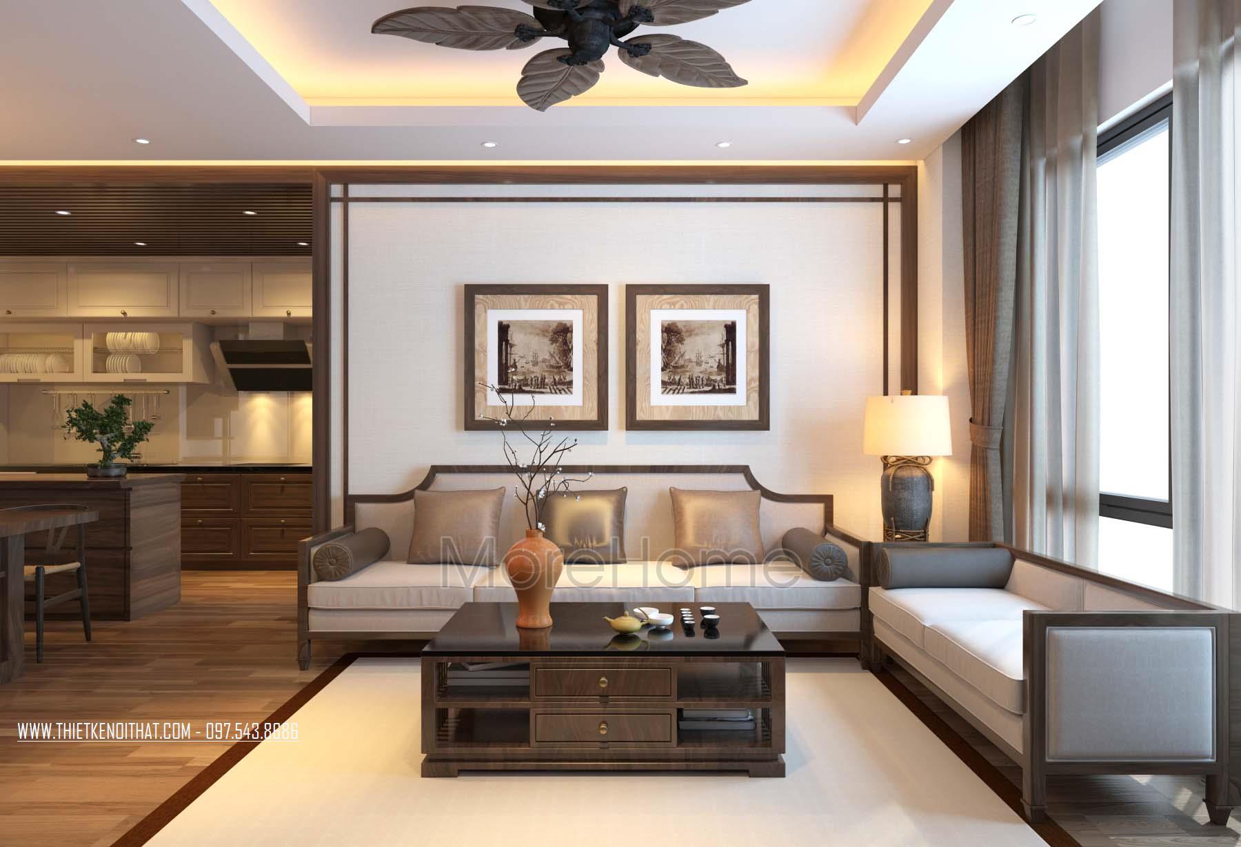 Mẫu thiết kế nội thất phòng khách chung cư Morehome đã thiết kế thi công Mẫu thiết kế nội...